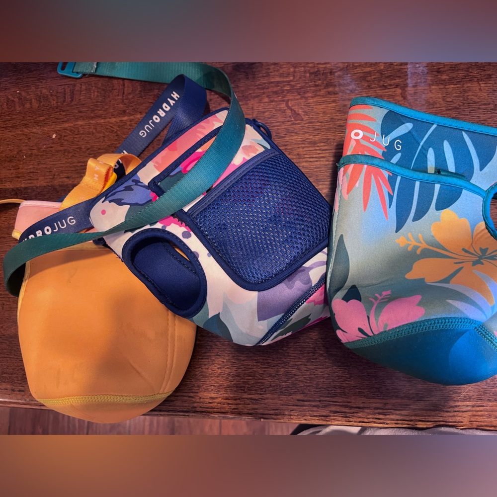 3 pack HydroJug  water bottle sleeves Tropical Floral, bright, colorful